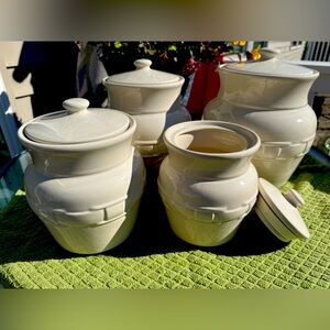 Longaberger Woven Traditions Ceramic Canister Set